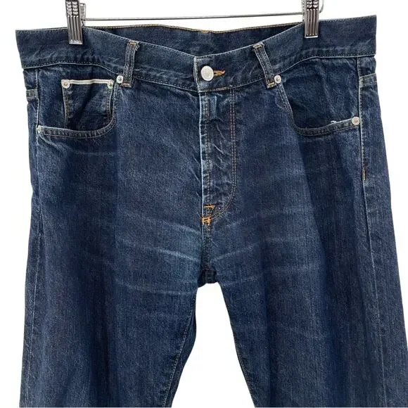 EIDOS Men’s Napoli Made in Italy 100% Cotton Dark Wash Euro 5 Pocket Jeans 36